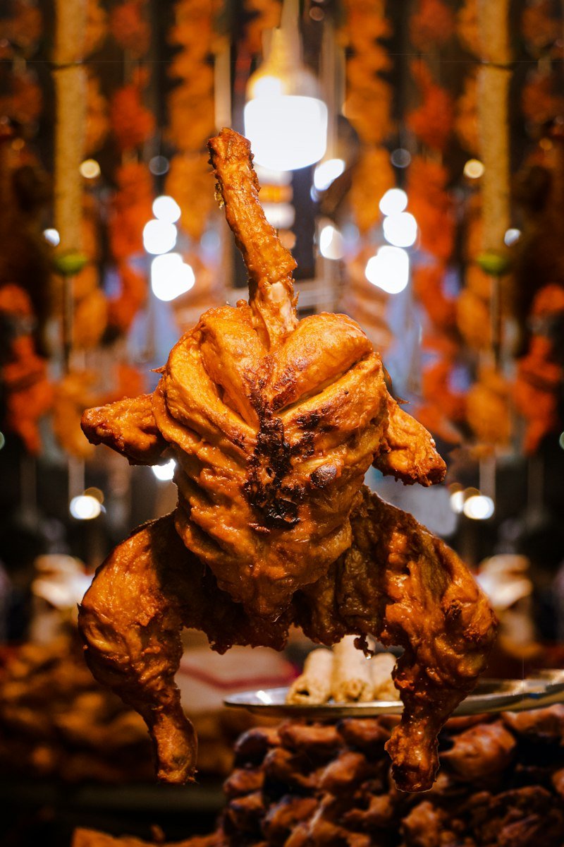 Chicken 65 biryani served in a bowl